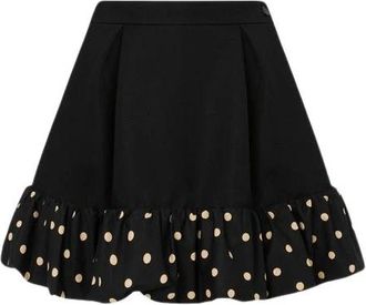 Moschino Polka Dots diagonale minirok van wolmix - Dames - Korte rokken - Zwart - S - Wol - Rokken