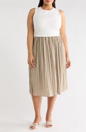 Tash And Sophie Sleeveless Mixed Media Dress in Ivy/nude at Nordstrom Rack, Size 2 X