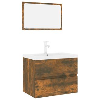 vidaXL Set De Muebles De Ba&ntilde;o Madera Contrachapada Color Roble Ahumado Vidaxl