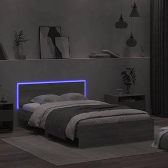 Berkfield Home Durable Bed Frame with Headboard & LED Grey Sonoma 120x190 cm S | Size: Small Double