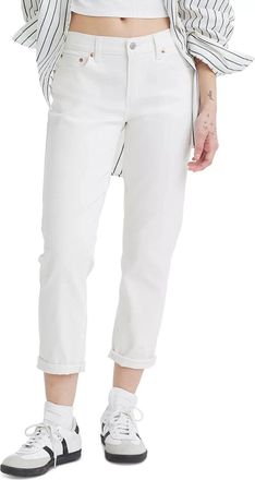 Levi's Boyfriend Jeans Womens White Mid Rise Tapered Leg Ankle PALL580