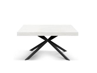 Konte Design Mesa de madera, acabado blanco,base x antracita, extensible 160x90