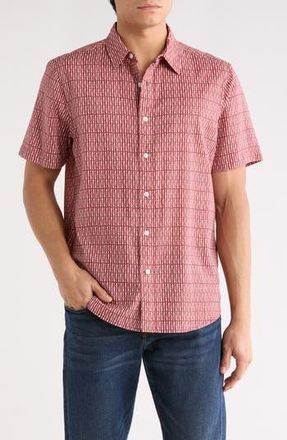 14th & Union Short Sleeve Woven Shirt in Red Simple Fish at Nordstrom Rack, Size Xx-Large