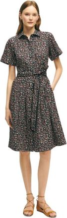 Brooks Brothers Jurk met bloemenprint van katoen - Dames - Casual kleedjes - Veelkleurig - L - Katoen - Kleedjes