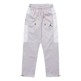 Air Jordan Solid Color Logo Pattern Printing Lacing Casual Pants Grey DM1870-012