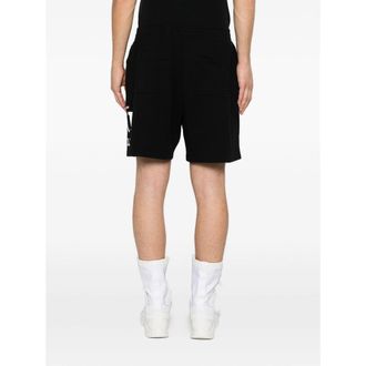 Represent Logo Print Cotton Shorts - Black