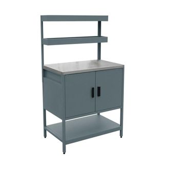 Sweeek M&oacute;dulo cocina exterior de acero con 2 estanter&iacute;as colgantes y 2
