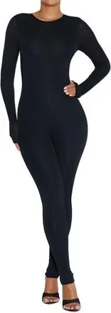 Naked Wardrobe Long Sleeve Catsuit in Black at Nordstrom Rack, Size Medium