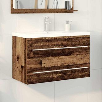 vidaXL Gabinete De Lavabo Con Recipiente Con Caj&oacute;n 2 Pcs Madera Vieja Vidaxl
