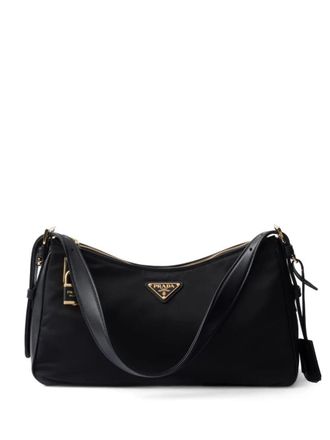 Prada Aim&eacute;e Large Re-Nylon And Leather Shoulder With Padlock Bags