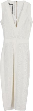 Balmain Balmain gebreide midi-jurk met diepe V-hals in witte viscose