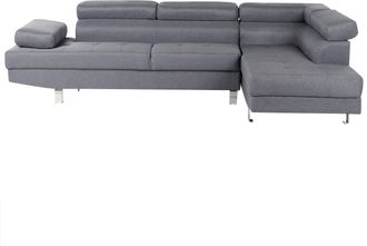Beliani Beliani - Sof&aacute; Esquinero Con Reposacabezas Y Apoyabrazos Ajustables En Forma De L De Tela Gris Norrea