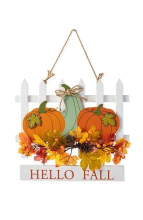 Glitzhome Fall Wooden Patch with Floral Door Hanger in Orange at Nordstrom