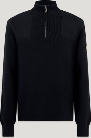 Belstaff Commander Quarter Zip Jumper Mens Organic Cotton Black Size 2XL