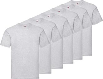 Fruit Of The Loom T-Shirt FRUIT OF THE LOOM sechs St&uuml;ck in unterschiedlicher Farbkomination, Herren, Gr. 4XL, erdgrau, Single Jersey, Obermaterial: 100% Baumwolle, unif