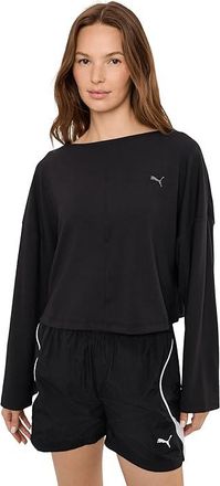 Puma Cloudspun Ribbed Slouchy Long Sleeve T-Shirts Womens Clothing Puma Black : MD, Elastane/Modal/Polyester