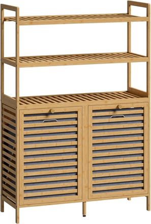 HOMCOM Mueble ropa sucia 80x30x118 cm roble