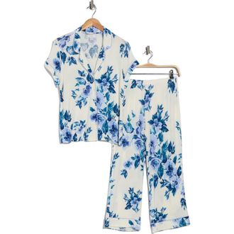 Nordstrom Rack Tranquility Cropped Pajamas in Ivory- Blue S Cherished Blooms at Nordstrom Rack, Size X-Large