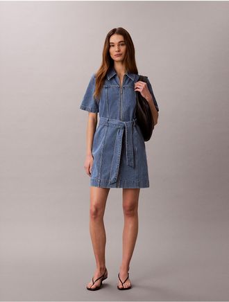 Calvin Klein Jeans Calvin Klein Womens Denim Belted Shirt Dress - Blue - XL