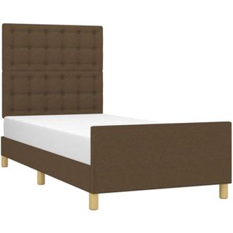 vidaXL Estructura De Cama Sin Colch&oacute;n Tela Marr&oacute;n Oscuro 90x200 Cm Vidaxl