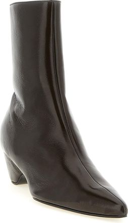 Khaite Womens Brown Calfskin Ankle Boots