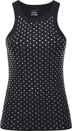 Pinko Geribbeld Zwart Hemdje - Dames - Tops zonder mouwen - Zwart - L - Katoen - Tops