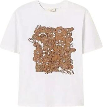 Twinset Jersey T-shirt met geborduurd patch - Dames - T-shirts - Wit - XL - Katoen - Tops