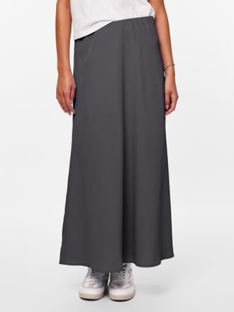 Pieces Midirock PIECES PCFRANAN HW MIDI SKIRT NOOS BC, Damen, Gr. XS (34), grau (magnet), Obermaterial: 100% Polyester, unifarben, wadenlang, R&ouml;cke Midirock