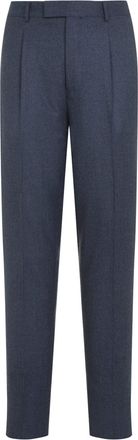 Ermenegildo Zegna Medium Blue Wool Flannel Pants-Uomo