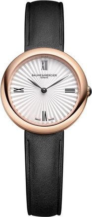 Baume & Mercier Joia de Baume & Mercier Leather Strap Watch, 28mm in Silver/rose Gold at Nordstrom
