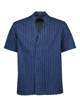 Japan Rags pinstripe short-sleeve shirt - men - Cotton - S - Blue