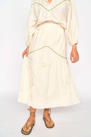 Mirth Brighton Skirt In Lime Jamdani