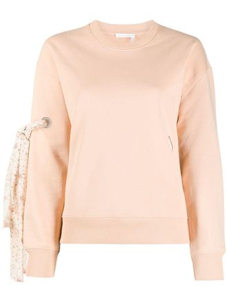 Chlo&eacute; bow-detail sweatshirt - women - Silk/Cotton - S - Pink