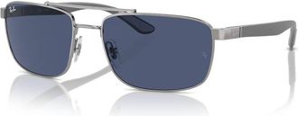 Ray-Ban Blue Rectangular Unisex Sunglasses RB3737 004/80 60