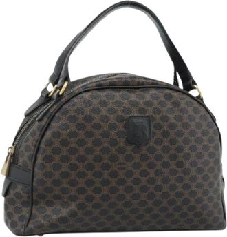 Celine Pre-owned Vintage Macadam Canvas Hand Bag - Dames - Vintage Handtas - Zwart - ONE Size - Leer - Vintage