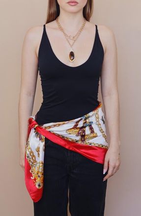 Petit Moments Chain Print Square Scarf in Red/Gold at Nordstrom