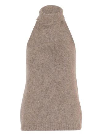 Lauren Manoogian high-neck ribbed-hem sweater - women - Alpaca/Cotton/Wool - 2 - Brown