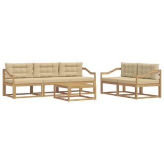 vidaXL Conjunto De Sof&aacute;s De Exterior Con Coj&iacute;n 6 Pcs Y Beige Vidaxl