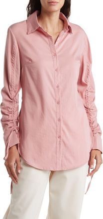 Patrizia Luca Ruched Sleeve Button-Up Shirt in Pink at Nordstrom Rack, Size X-Small