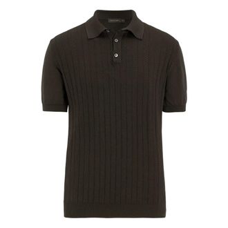 Oscar Jacobson Polo Shirts, male, Brown, Size: 2XL Brown Stripe Polo Shirt Italian Cotton
