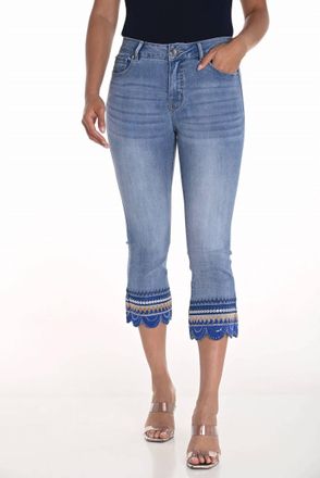 Frank Lyman Design Scallop Cuff Crop Jean In Blue