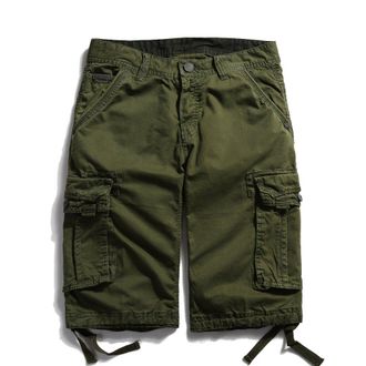 OCHENTA Mens Cotton Lesuire Multi Pockets Cargo Shorts