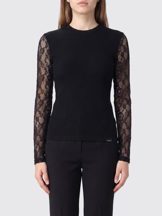 Pinko Top da sera in pizzo e lana a maniche lunghe con vestibilit&agrave; slim