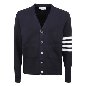 Thom Browne Cardigans, male, Blue, Size: XL V-neck Cardigan