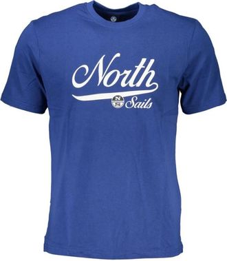 North Sails Blauw Katoen Print Logo T-Shirt - Heren - T-shirts - Blauw - L - Katoen - Tops