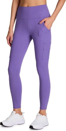 Avalanche Womens Outdoors Workout High Impact Full Length Cargo Pocket Legging, Iris, S