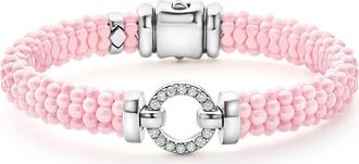 Lagos Pink Caviar Ceramic Diamond Circle Bracelet at Nordstrom, Size 7