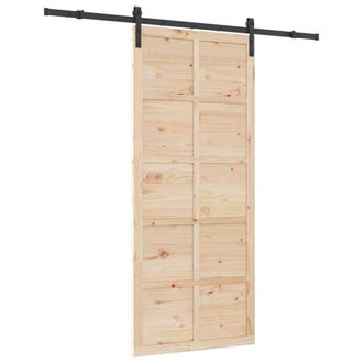 Berkfield Home Sliding Door Brown 80 x 208 cm Solid pine wood in Light Sand