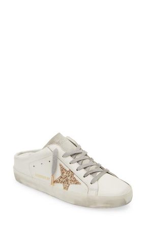 Golden Goose Super-Star Sabot Mule Sneaker in White/Gold at Nordstrom, Size 12Us