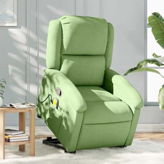 vidaXL Sill&oacute;n Reclinable De Masaje Elevable Terciopelo Verde Claro Vidaxl